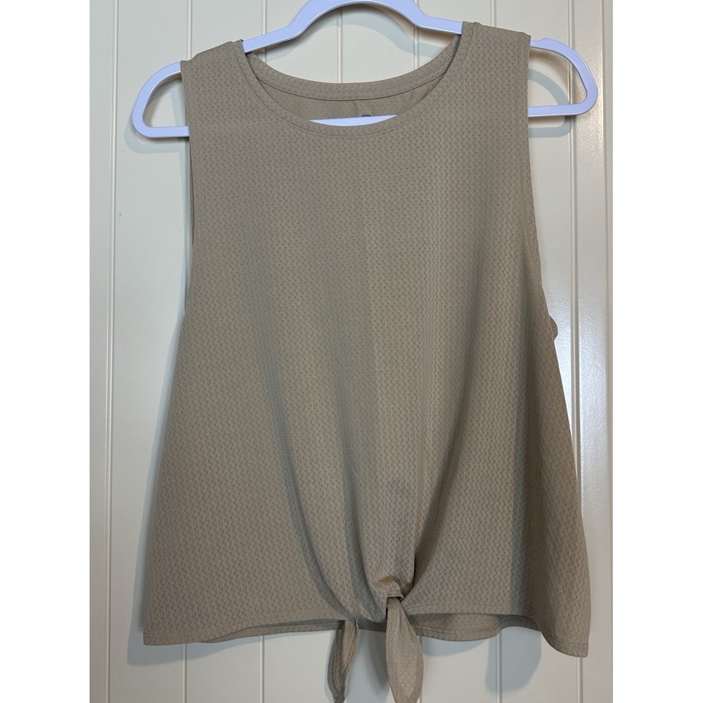Women's Gap Fit Breathe pin dot sand lightweight front tie sleeveless Sz M GUC